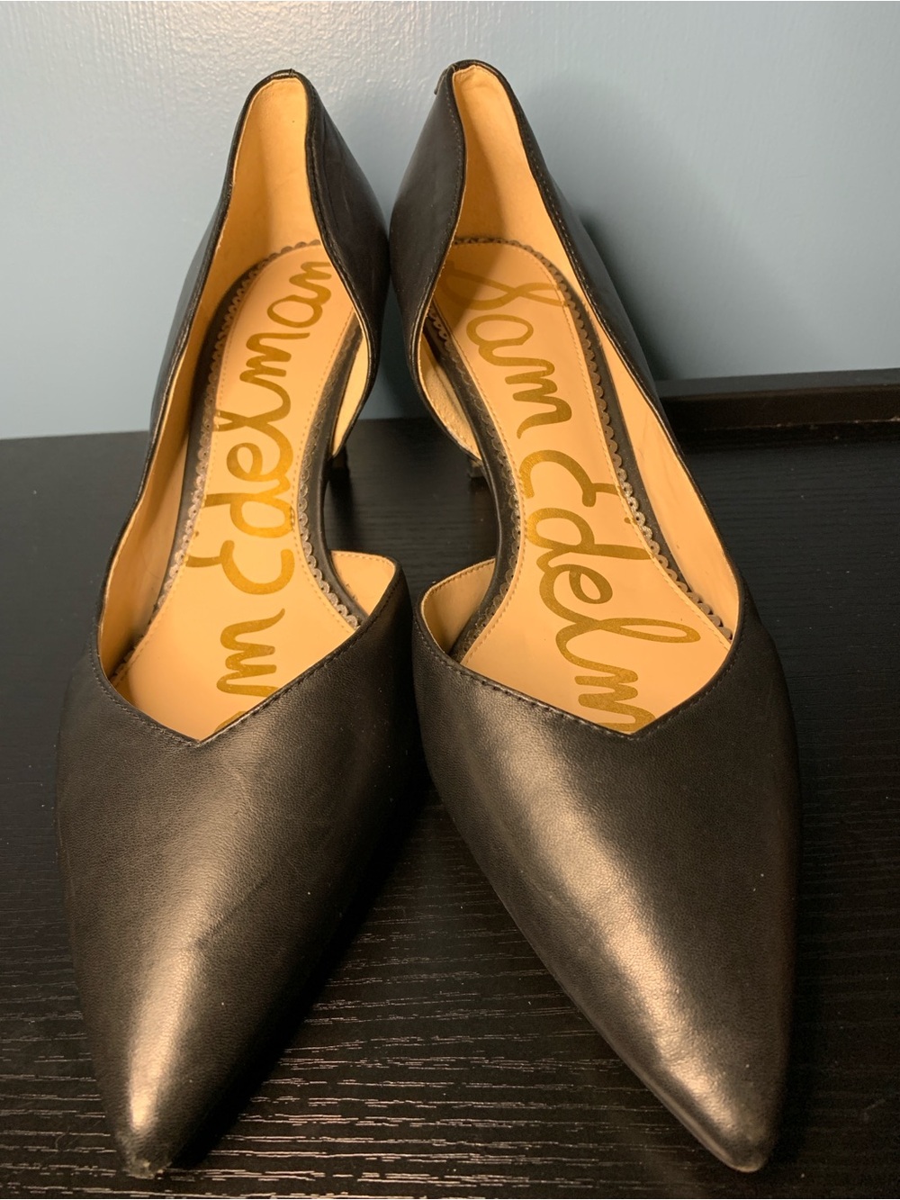Sam Edelman Black Pointed D'Orsay Leather Flats